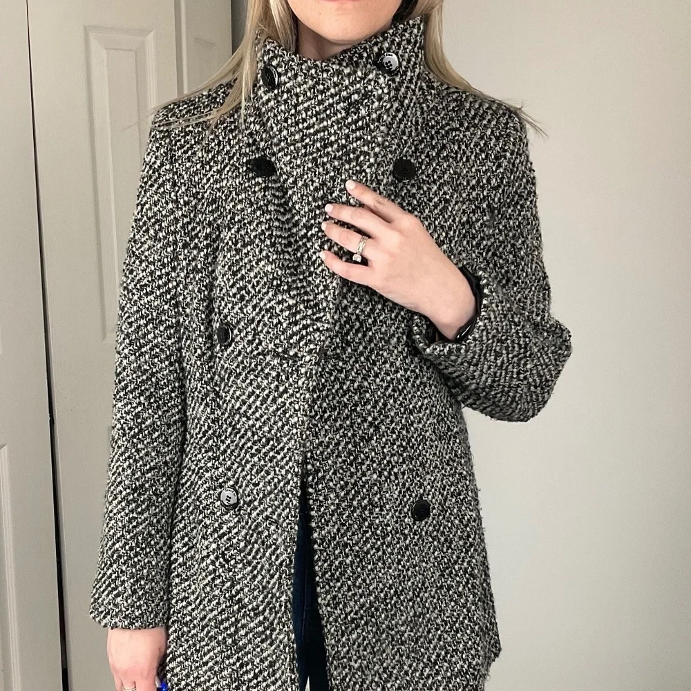 Calvin Klein Tweed Coat - Picture 2 of 6